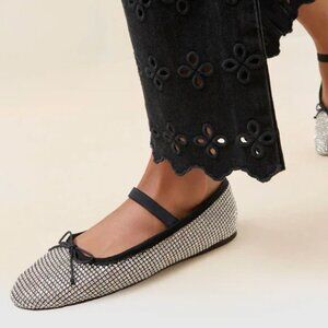 NIB Loeffler Randall Leonie Crystal Mesh Mary Jane Flats